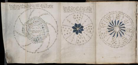 Páginas de la sección de cosmología del manuscrito Voynich. Leer más:  El misterioso libro escrito hace 600 años en una indescifrable lengua: nuevos datos - Noticias de Alma, Corazón, Vida  http://bit.ly/JYx5J7 
